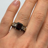 925 Sterling Silver Gold Plated Garnet & Goshenite Ring Size 6
