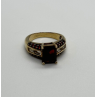 925 Sterling Silver Gold Plated Garnet & Goshenite Ring Size 6