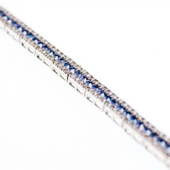 925 Sterling Silver Tanzanite & CZ Bracelet Size 7.5 IN
