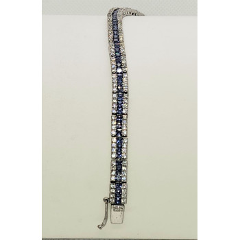 925 STERLING SILVER TANZANITE & CZ BRACELET SIZE 7.5 IN