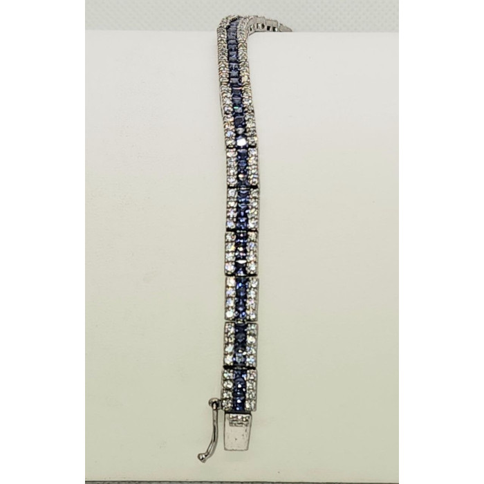 925 STERLING SILVER TANZANITE & CZ BRACELET SIZE 7.5 IN