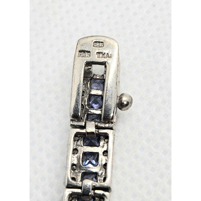 925 STERLING SILVER TANZANITE & CZ BRACELET SIZE 7.5 IN