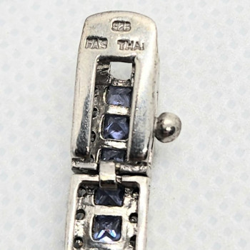 925 Sterling Silver Tanzanite & CZ Bracelet Size 7.5 IN