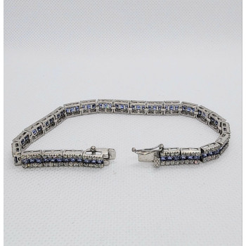 925 STERLING SILVER TANZANITE & CZ BRACELET SIZE 7.5 IN