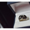925 Sterling Silver Black Nephrite & Marcasites Ring Size 8