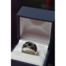 925 Sterling Silver Black Nephrite & Marcasites Ring Size 8