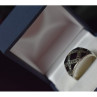 925 Sterling Silver Black Nephrite & Marcasites Ring Size 8