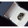 925 Sterling Silver Black Nephrite & Marcasites Ring Size 8