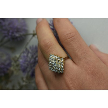 925 Sterling Silver Gold Plated Blue Spinel Ring Size 8