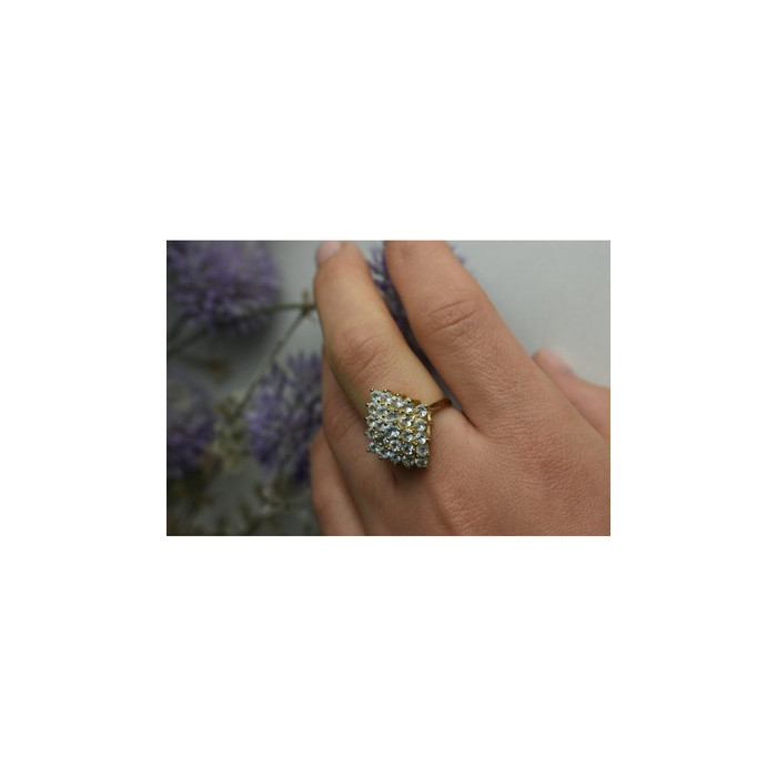 925 Sterling Silver Gold Plated Blue Spinel Ring Size 8