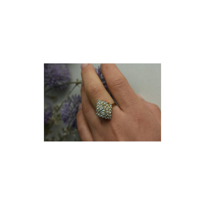 925 Sterling Silver Gold Plated Blue Spinel Ring Size 8