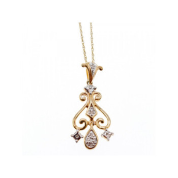 10K YELLOW GOLD DIAMONDS CHAIN WITH PENDANT