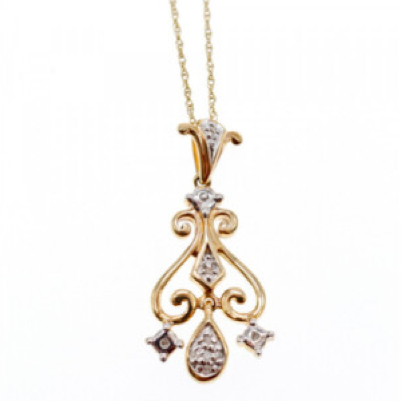 10K YELLOW GOLD DIAMONDS CHAIN WITH PENDANT