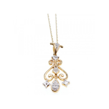10K YELLOW GOLD DIAMONDS CHAIN WITH PENDANT