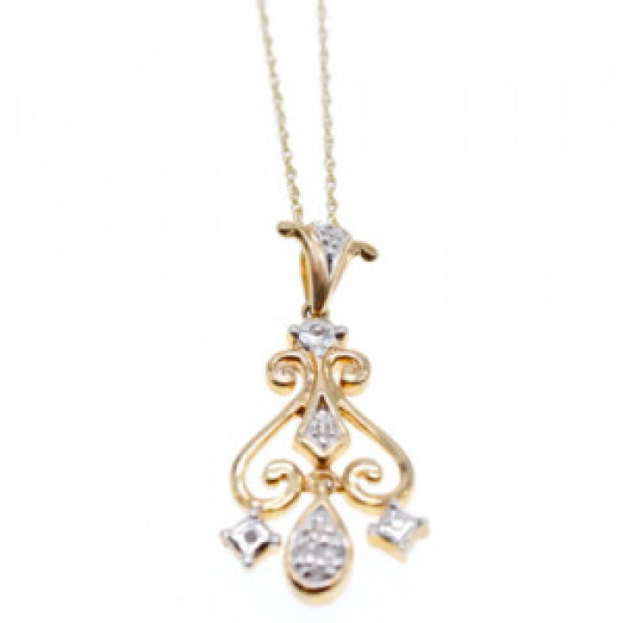 10K YELLOW GOLD DIAMONDS CHAIN WITH PENDANT