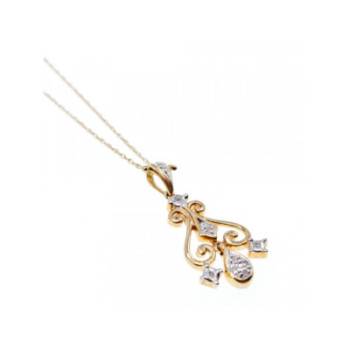 10K YELLOW GOLD DIAMONDS CHAIN WITH PENDANT