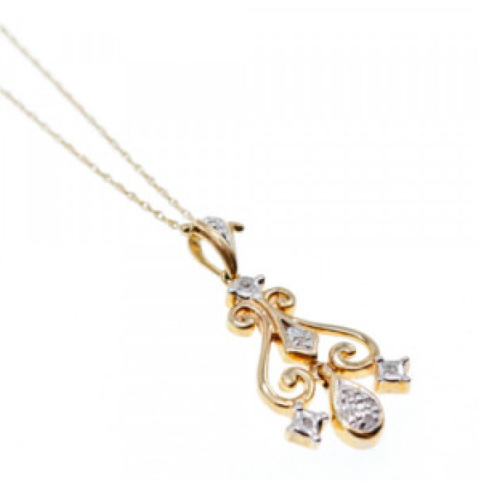 10K YELLOW GOLD DIAMONDS CHAIN WITH PENDANT