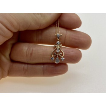 10K YELLOW GOLD DIAMONDS CHAIN WITH PENDANT