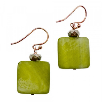 925 Sterling Silver Green Agate Earrings
