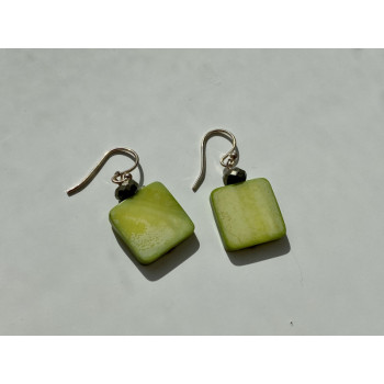 925 Sterling Silver Green Agate Earrings