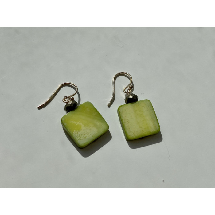 925 Sterling Silver Green Agate Earrings