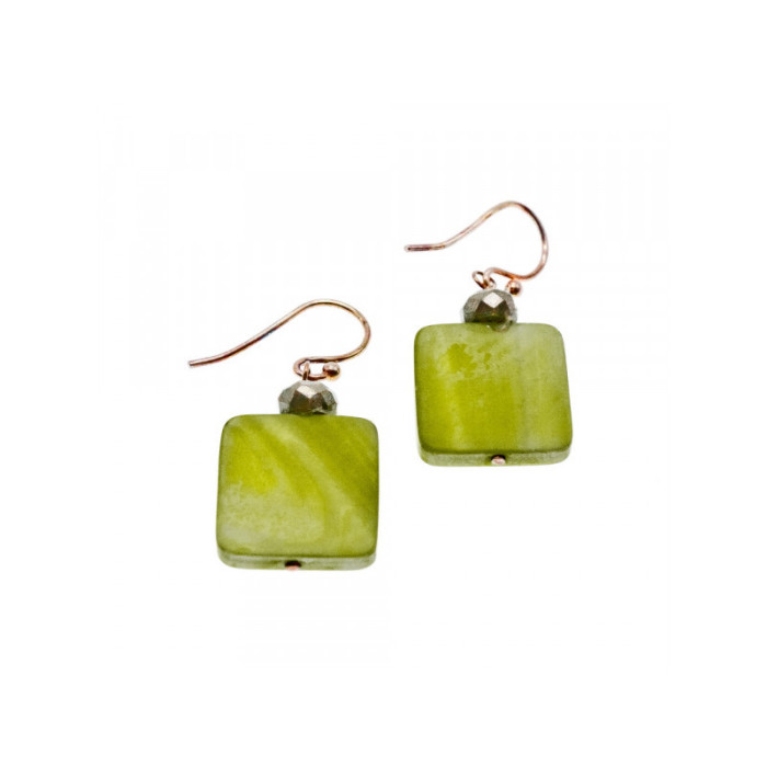 925 Sterling Silver Green Agate Earrings