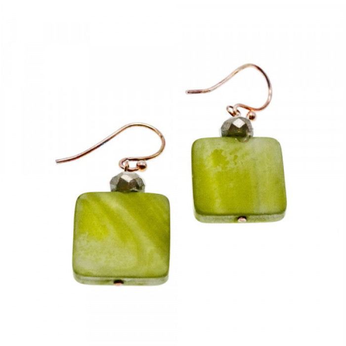 925 Sterling Silver Green Agate Earrings