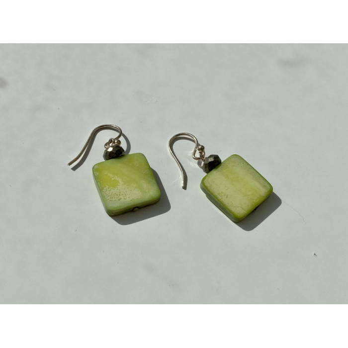 925 Sterling Silver Green Agate Earrings