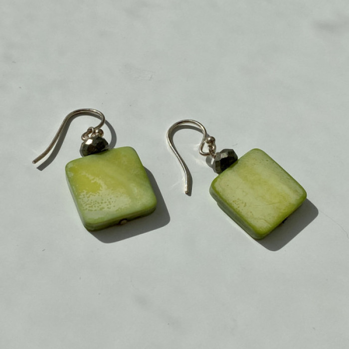 925 Sterling Silver Green Agate Earrings