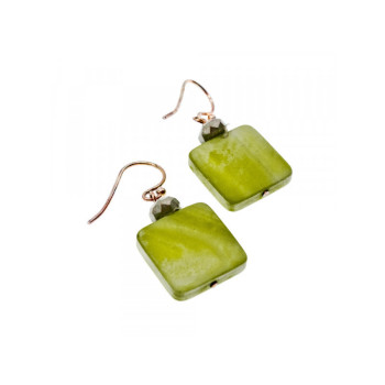 925 Sterling Silver Green Agate Earrings