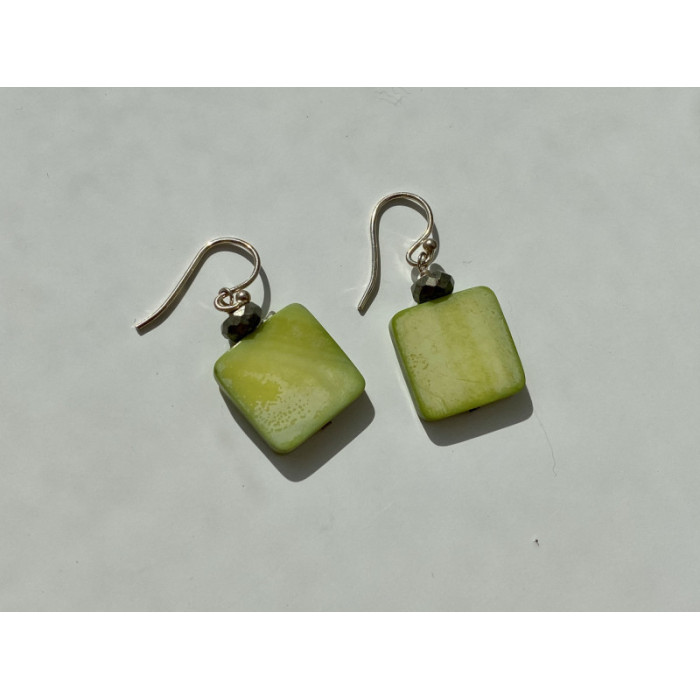 925 Sterling Silver Green Agate Earrings