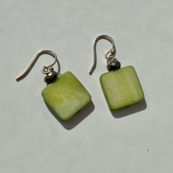 925 Sterling Silver Green Agate Earrings