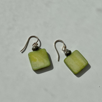 925 Sterling Silver Green Agate Earrings
