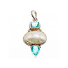 925 STERLING SILVER MOTHER OF PEARL & TOPAZ PENDANT