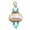 925 Sterling Silver Mother OF Pearl & Topaz Pendant