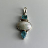 925 Sterling Silver Mother OF Pearl & Topaz Pendant