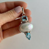 925 Sterling Silver Mother OF Pearl & Topaz Pendant