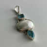 925 Sterling Silver Mother OF Pearl & Topaz Pendant