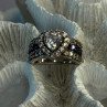 925 Sterling Silver Beryl & Sapphire Heart Ring Size 6