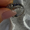 925 Sterling Silver Beryl & Sapphire Heart Ring Size 6