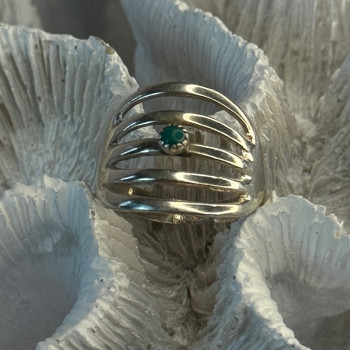 925 Sterling Silver Green Malachite Ring Size 9