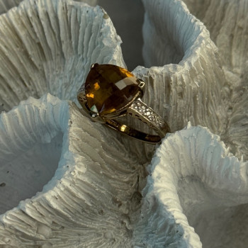 925 Sterling Silver Dravite Brown Tourmaline Ring Size 5