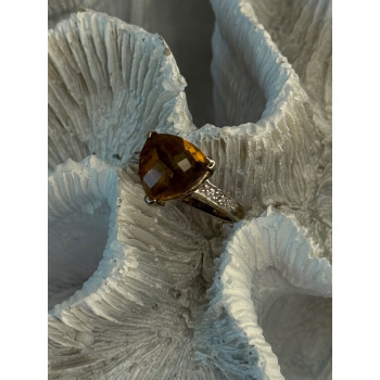 925 Sterling Silver Dravite Brown Tourmaline Ring Size 5