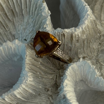 925 Sterling Silver Dravite Brown Tourmaline Ring Size 5