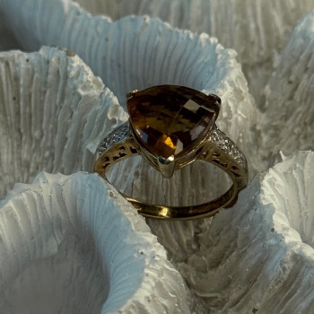 925 Sterling Silver Dravite Brown Tourmaline Ring Size 5
