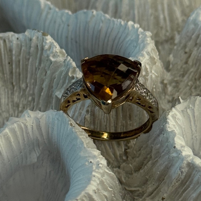 925 Sterling Silver Dravite Brown Tourmaline Ring Size 5
