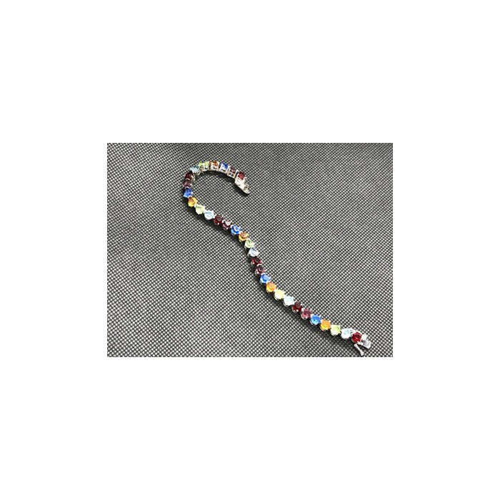 925 Sterling Silver Multicolor CZ Bracelet 7 In