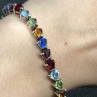 925 Sterling Silver Multicolor CZ Bracelet 7 In