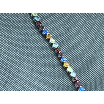 925 Sterling Silver Multicolor CZ Bracelet 7 In