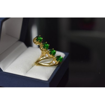 925 Sterling Silver Gold Plated Alpanite & CZ Ring Size 7